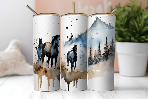 Download Wild Horses 20oz Straight Tumbler Wrap - 20oz Collection