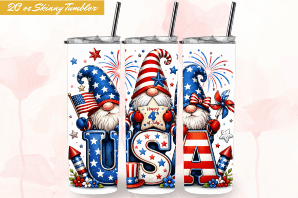 Download 4th of July Gnome 20oz Tumbler Wraps PNG - 20oz Collection