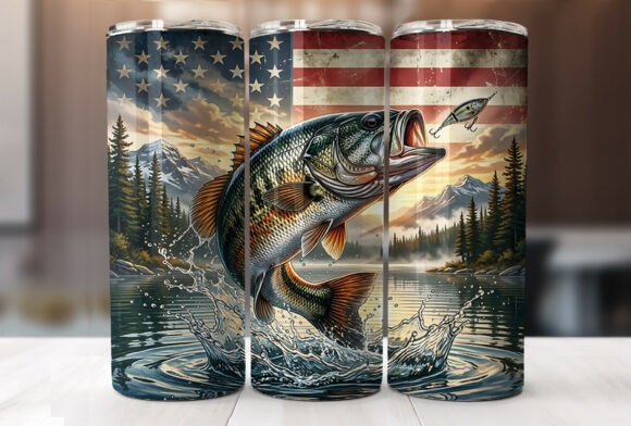 Download Patriotic Bass Fishing 20oz Tumbler Wrap - 20oz Collection