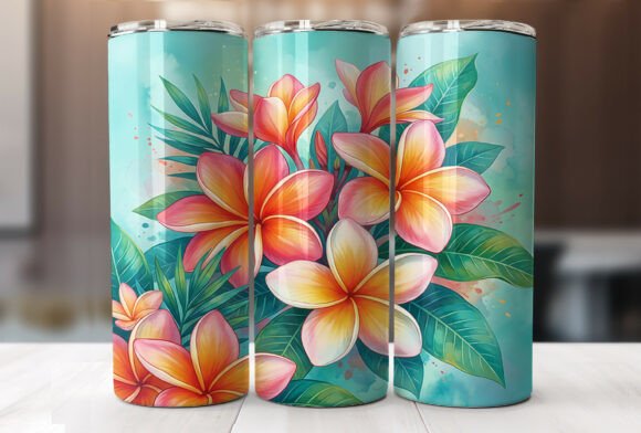 Download Plumeria Floral 20oz Tumbler Wrap Design - 20oz Collection