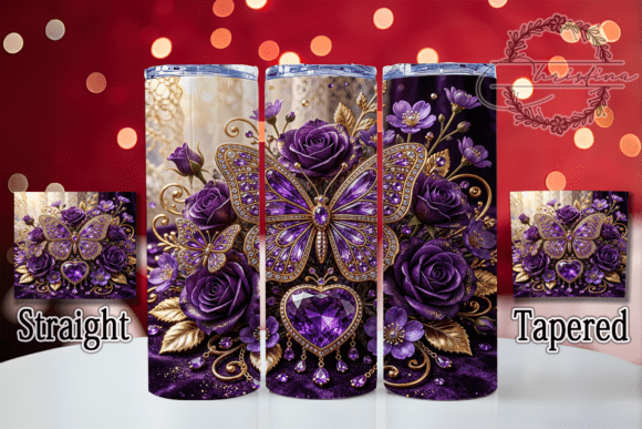 Download Purple Butterfly Gem Roses 20oz Tumbler - 20oz Collection