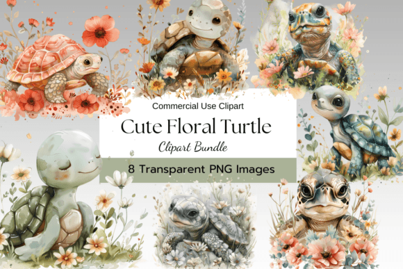 Download Cute Floral Turtle Sublimation Clipart - Turtle sublimation Collection