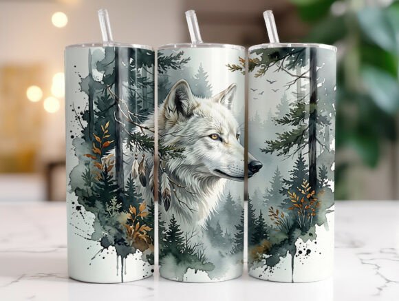 Download White Wolf Forest 20oz Tumbler Wrap PNG - 20oz Collection