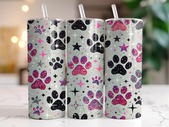 Download Glitter Dog Paw 20oz Skinny Tumbler Wrap - 20oz Collection