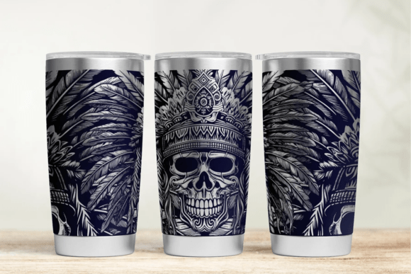 Download Aztec Skull 20oz 30oz Laser Tumbler SVG - 20oz Collection