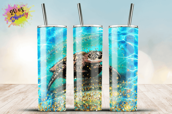 Download Blue Sea Turtle Wrap 20Oz Skinny Tumbler - 20oz Collection