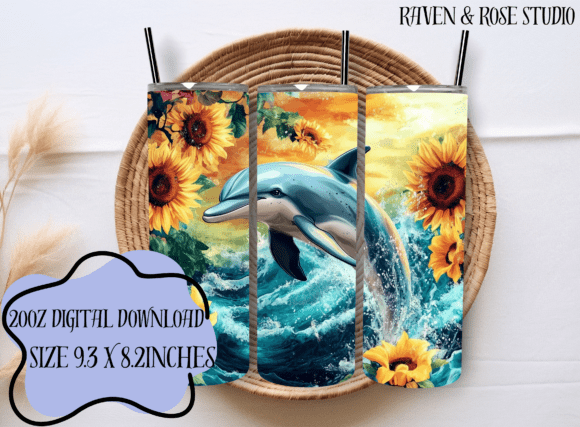 Download Dolphin &amp; Sunflower Wave – 20oz Digital - 20oz Collection