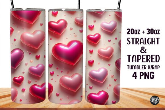 Download 3D Inflated Hearts 20oz Tumbler Wrap Sub - 20oz Collection