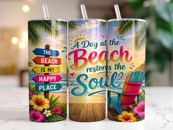 Download 20oz Tropical Beach Summer Tumbler Wrap - 20oz Collection