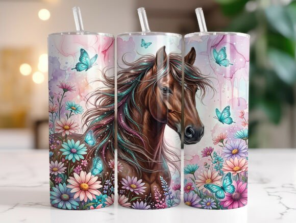 Download Boho Horse Wildflower 20oz Tumbler Wrap - 20oz Collection