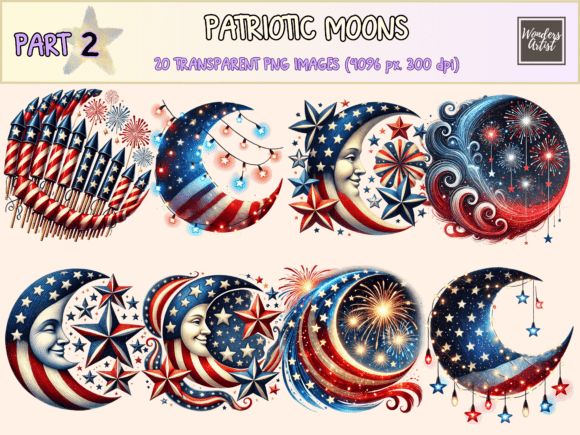 Download Patriotic Moons P2 Clipart - Premium Resources