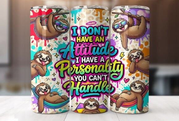 Download Funny Sloth Quote 20oz Tumbler Wrap PNG - 20oz Collection