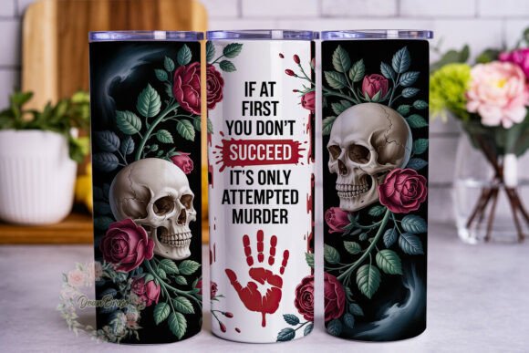 Download Gothic Skull Rose 20oz Tumbler Wrap - 20oz Collection