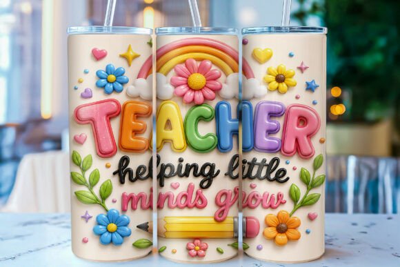 Download 3D Inflated Teacher 20oz Tumbler Wrap - 20oz Collection