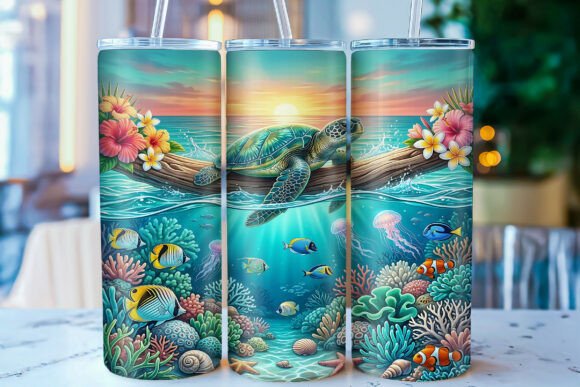 Download Sea Turtle Ocean 20oz Tumbler Wrap PNG - 20oz Collection