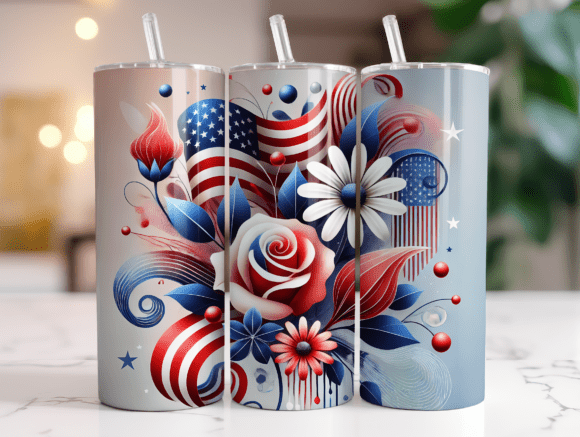Download 4th of July Skinny Tumbler Wrap 20oz USA - 20oz Collection