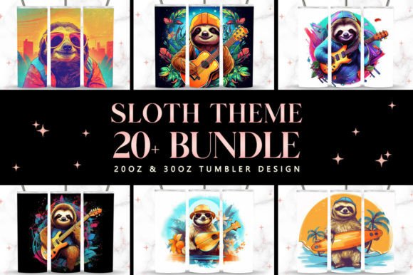 Download Sloth Theme 20oz Tumbler Design Bundle - 20oz Collection