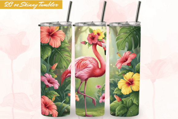Download Summer Flamingo 20oz Skinny Tumbler Wrap - 20oz Collection