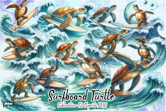 Download Surfboard Turtle Sublimation Clipart PNG - Turtle sublimation Collection