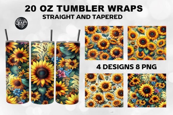 Download Sunflowers Skinny 20oz Tumbler Wrap PNG - 20oz Collection