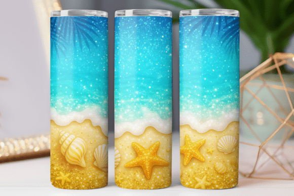 Download Summer Beach Tumbler Wrap Skinny Design - Premium Resources