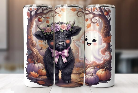 Download 20oz Highland Cow Ghost Tumbler Wrap PNG - 20oz Collection