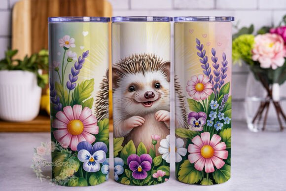 Download Cute Hedgehog Floral 20oz Tumbler Wrap - 20oz Collection