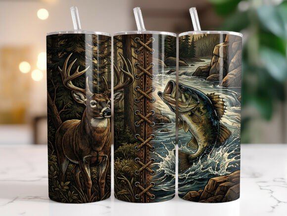 Download Fishing Hunting 20oz Skinny Tumbler Wrap - 20oz Collection