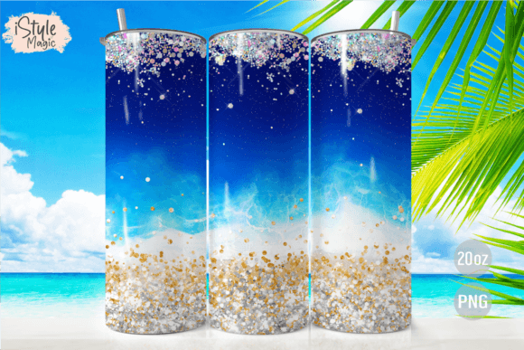 Download Beach Ocean Glitter 20oz Tumbler Wrap - 20oz Collection