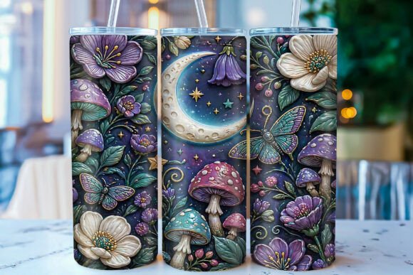 Download 3D Moon Mushroom 20oz Tumbler Wrap PNG - 20oz Collection